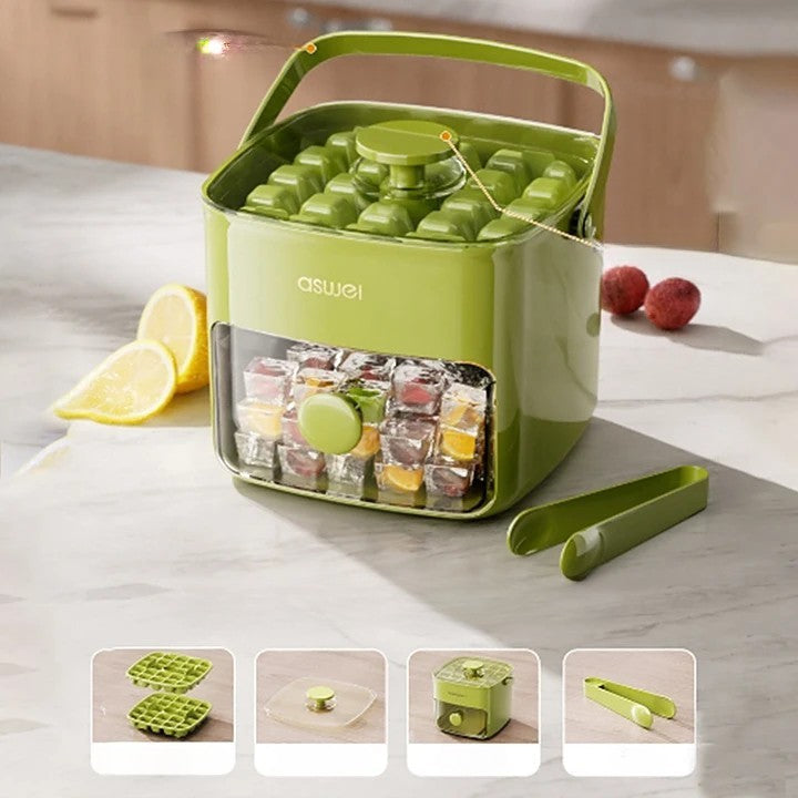 2 Tier Convenient Push-In Ice Cube Mold with Tray Case