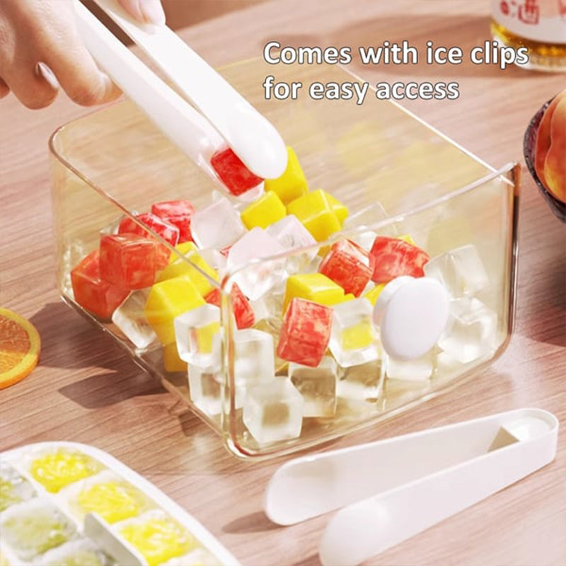 2 Tier Convenient Push-In Ice Cube Mold with Tray Case