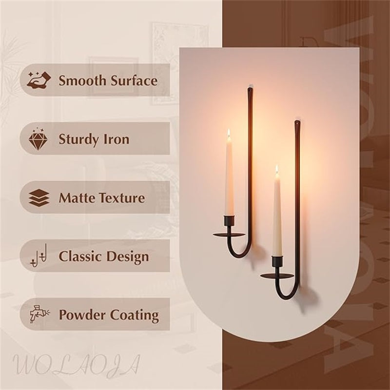 2pcs Elegant Wall-Mounted Metal Candle Holder Sconces